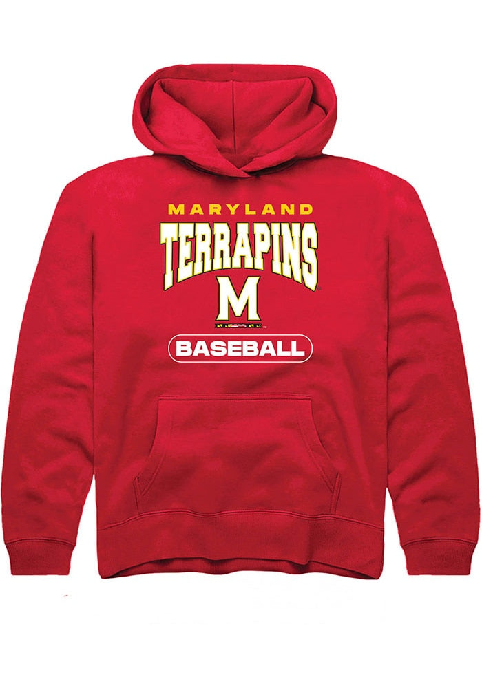 Maryland Terrapins Youth Red Baseball Long Sleeve Hoodie