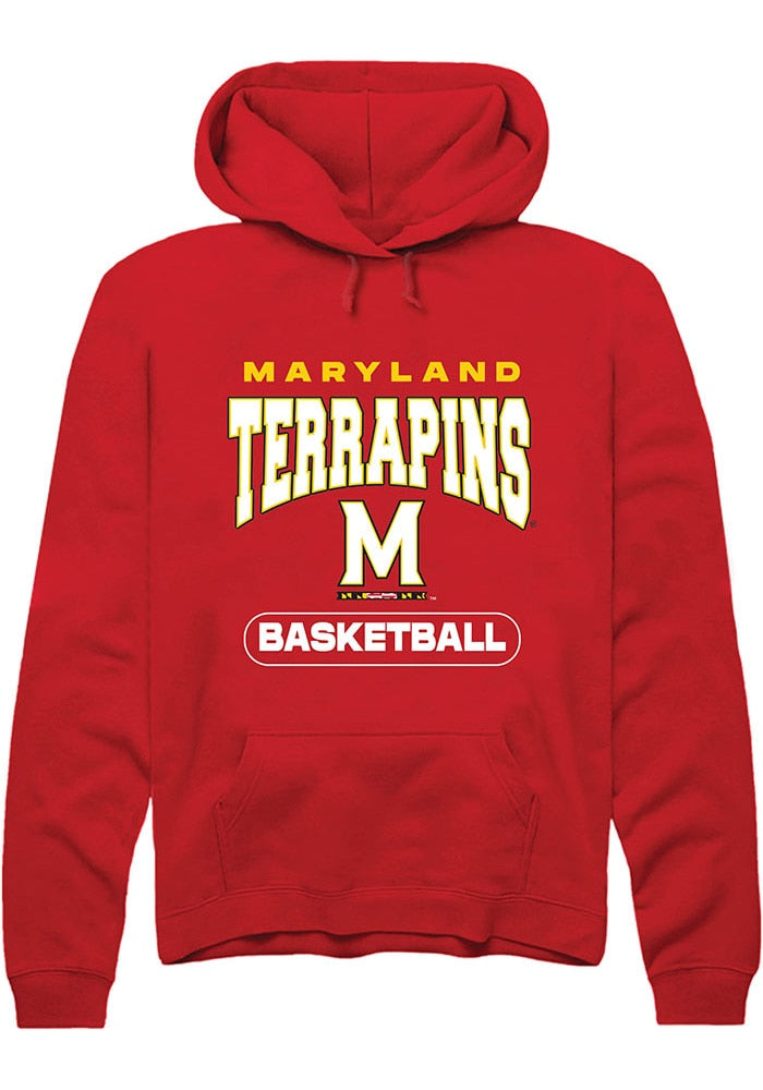 Maryland Terrapins Mens Red Basketball Long Sleeve Hoodie