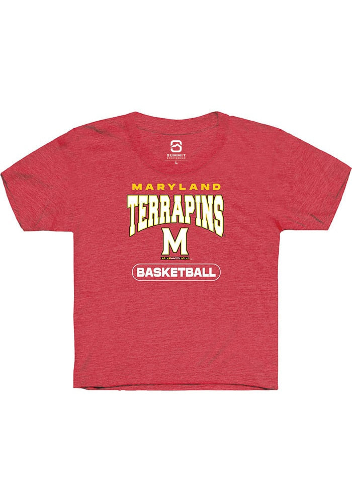 Maryland Terrapins Youth Red Basketball Short Sleeve T-Shirt