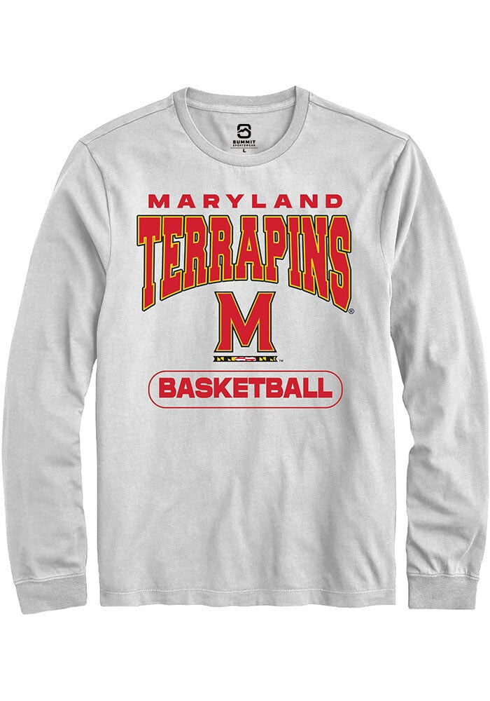 Maryland Terrapins White Basketball Long Sleeve T-Shirt