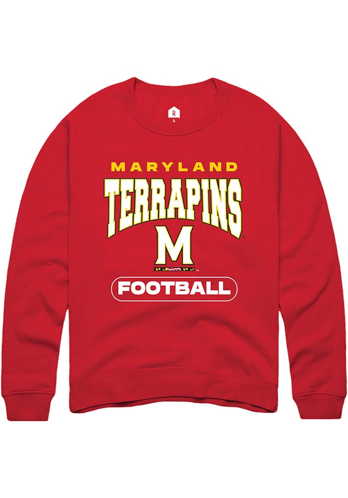 Maryland Terrapins Mens Red Football Long Sleeve Crew Sweatshirt