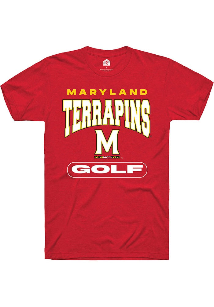 Maryland Terrapins Red Golf Short Sleeve T-Shirt
