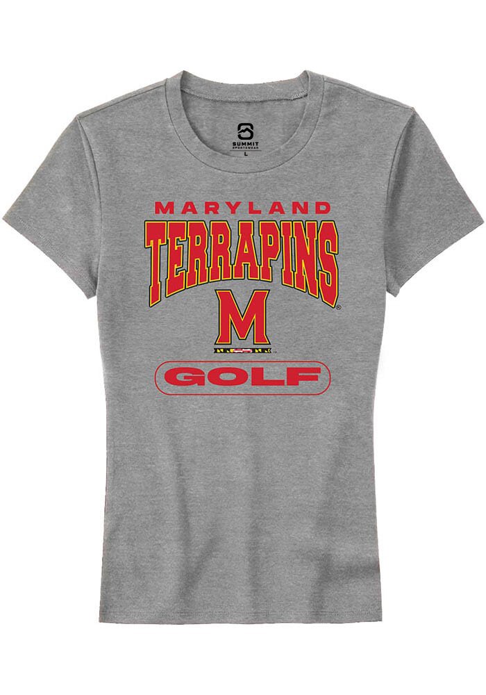 Maryland Terrapins Womens Grey Golf Short Sleeve T-Shirt