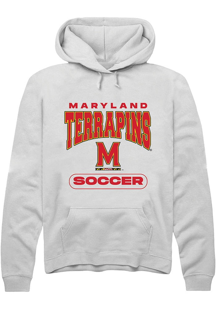 Maryland Terrapins Mens White Soccer Long Sleeve Hoodie