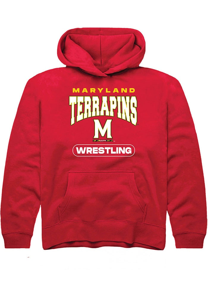 Maryland Terrapins Youth Red Wrestling Long Sleeve Hoodie
