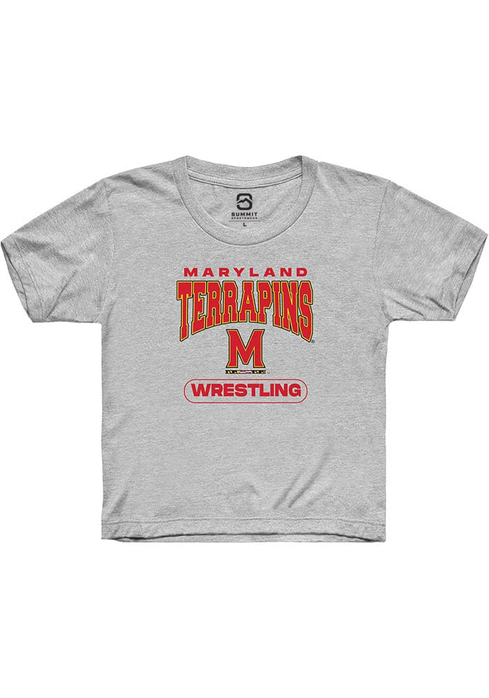 Maryland Terrapins Youth Grey Wrestling Design Short Sleeve T-Shirt