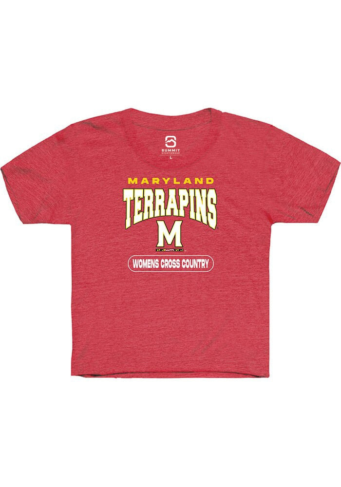 Maryland Terrapins Youth Red Womens Cross Country Short Sleeve T-Shirt