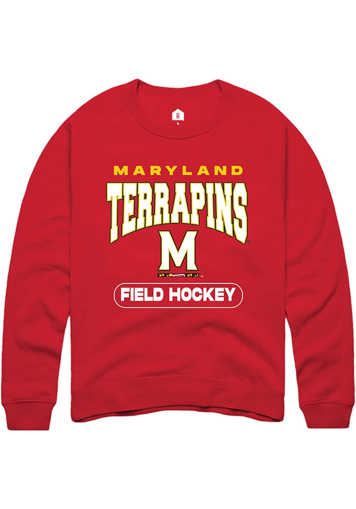 Maryland Terrapins Mens Red Field Hockey Long Sleeve Crew Sweatshirt