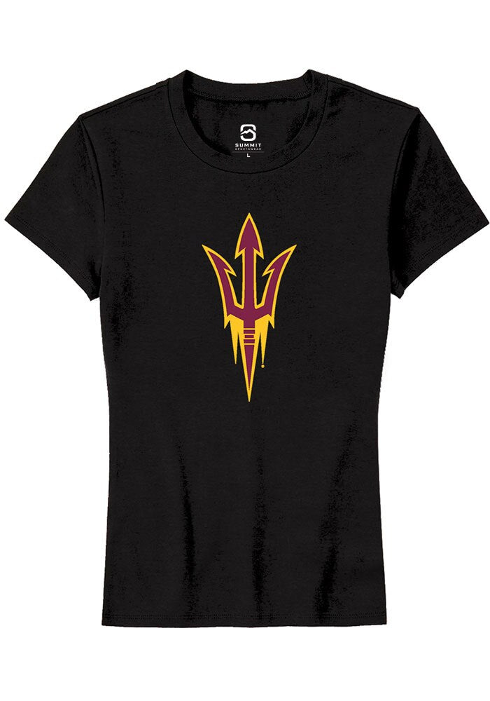 Arizona State Sun Devils Womens Black Primary Logo Short Sleeve T-Shirt