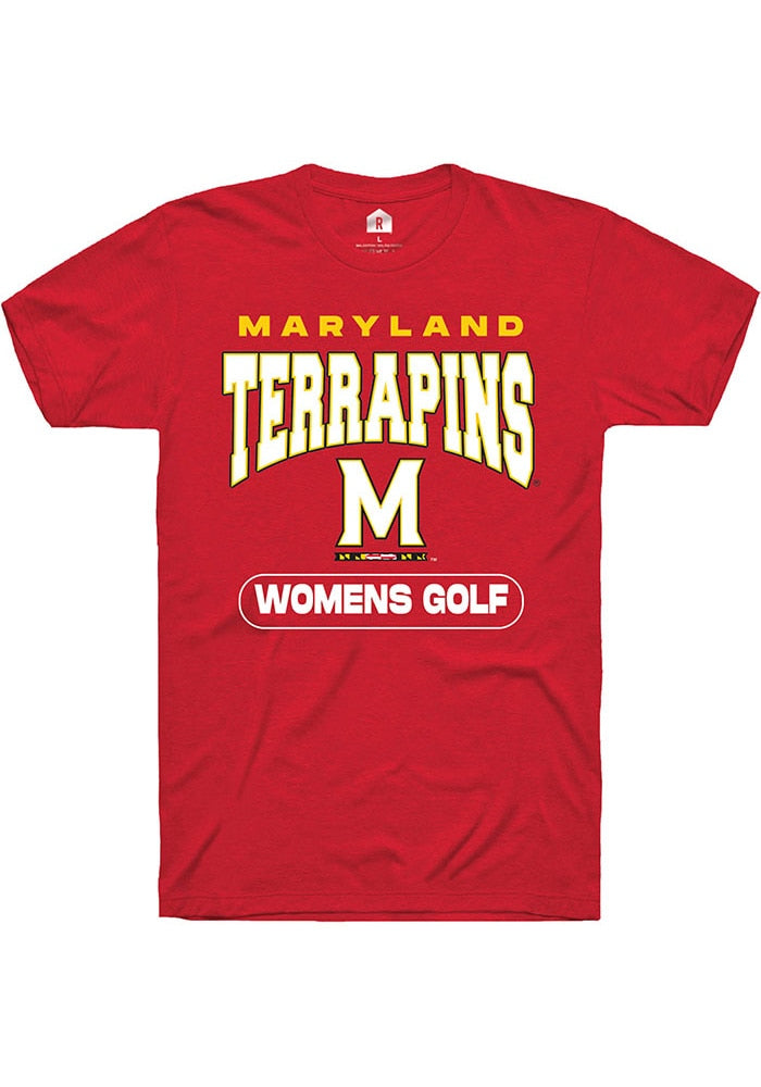 Maryland Terrapins Red Womens Golf Short Sleeve T-Shirt