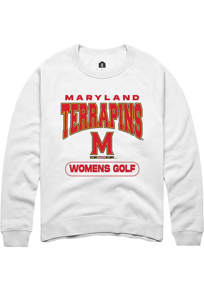 Maryland Terrapins Mens White Womens Golf Long Sleeve Crew Sweatshirt