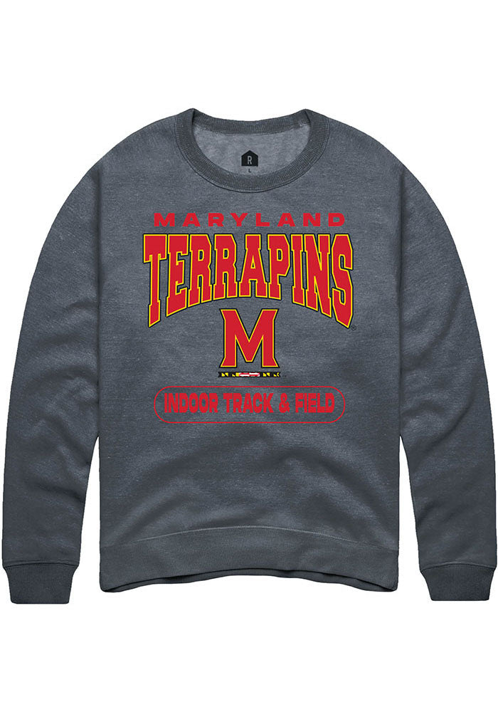 Maryland Terrapins Mens Charcoal Indoor Track & Field Long Sleeve Crew Sweatshirt