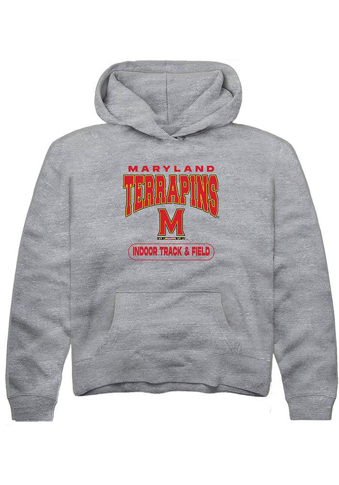 Maryland Terrapins Youth Grey Indoor Track & Field Long Sleeve Hoodie