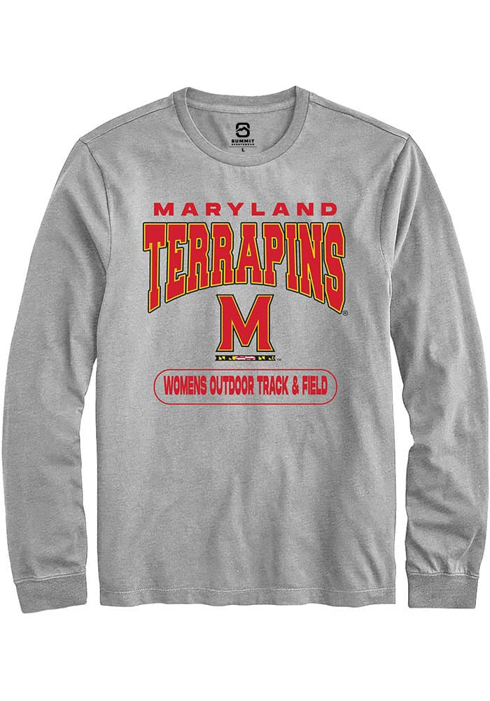 Maryland Terrapins Grey Womens Outdoor Track & Field Long Sleeve T-Shirt