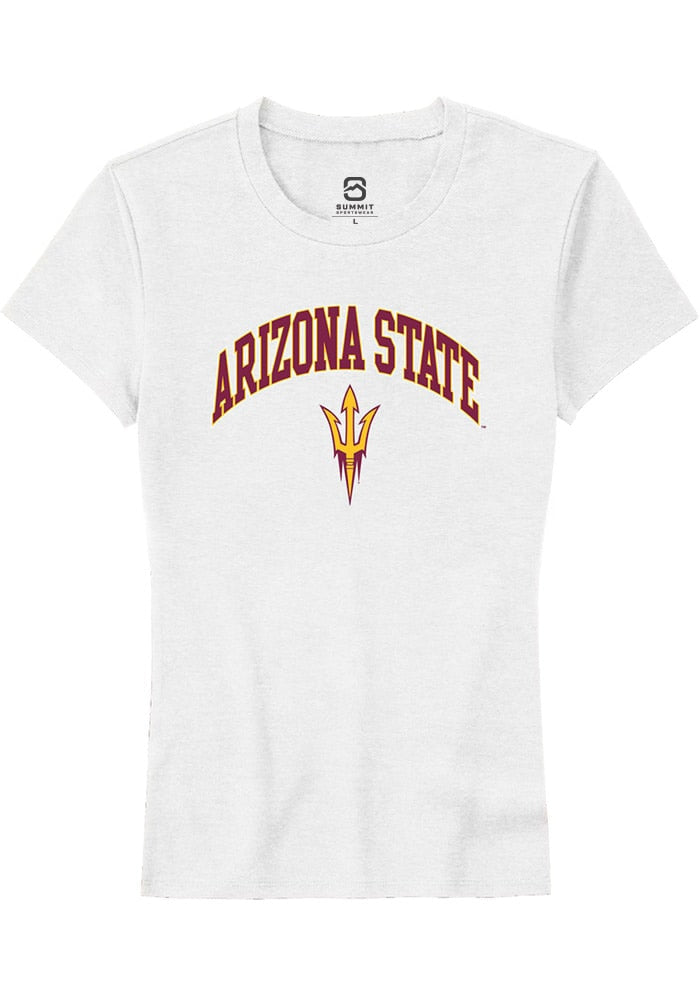 Arizona State Sun Devils Womens White Arch Logo Short Sleeve T-Shirt