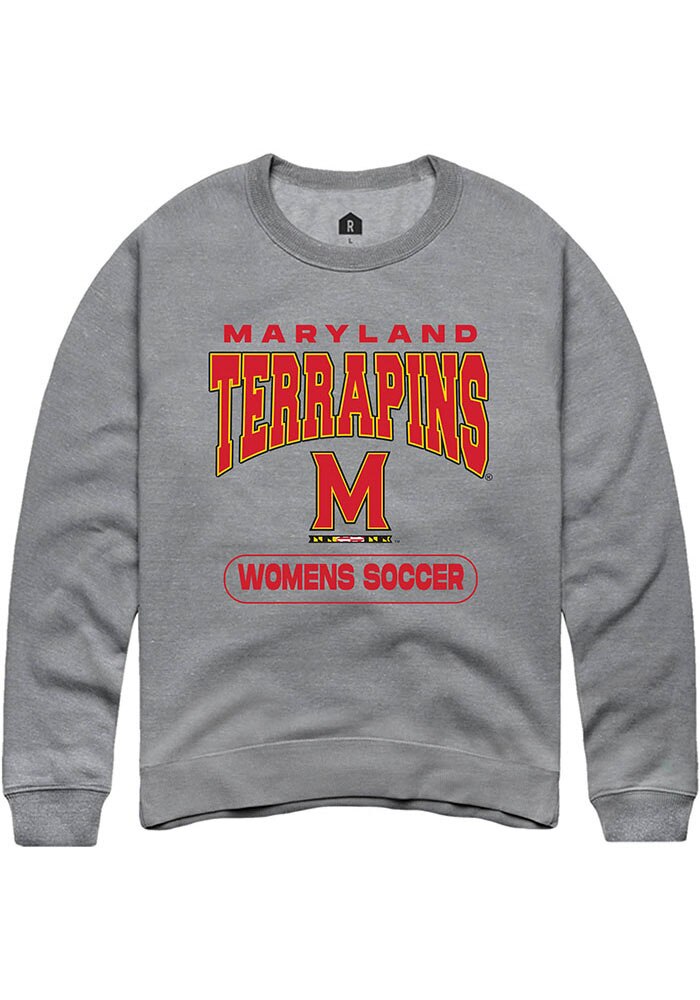 Maryland Terrapins Mens Grey Womens Soccer Long Sleeve Crew Sweatshirt