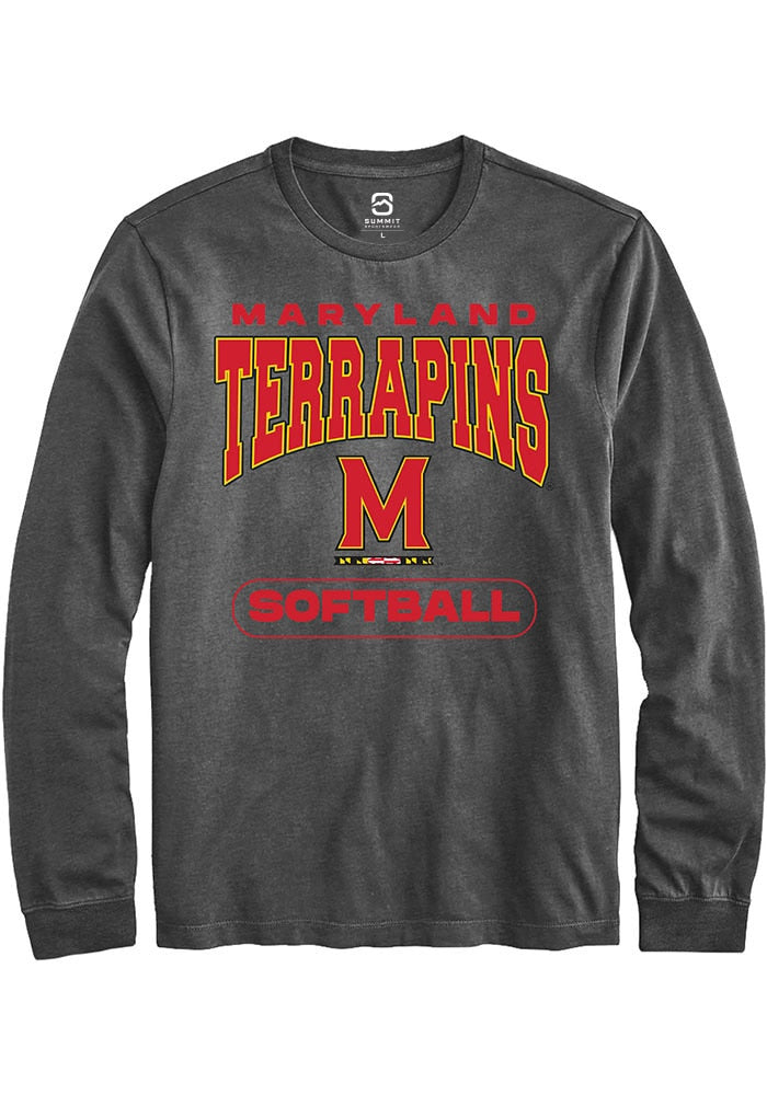 Maryland Terrapins Charcoal Softball Long Sleeve T-Shirt