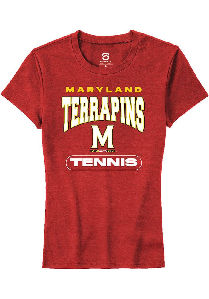 Maryland Terrapins Womens Red Tennis Short Sleeve T-Shirt