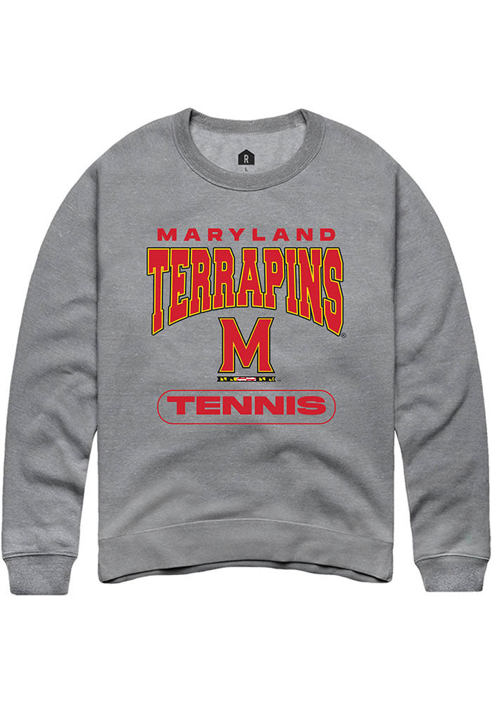 Maryland Terrapins Mens Grey Tennis Long Sleeve Crew Sweatshirt