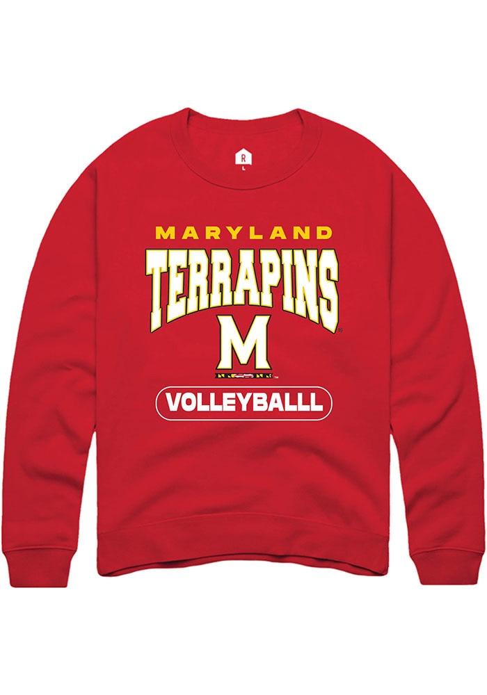 Maryland Terrapins Mens Red Volleyballl Long Sleeve Crew Sweatshirt