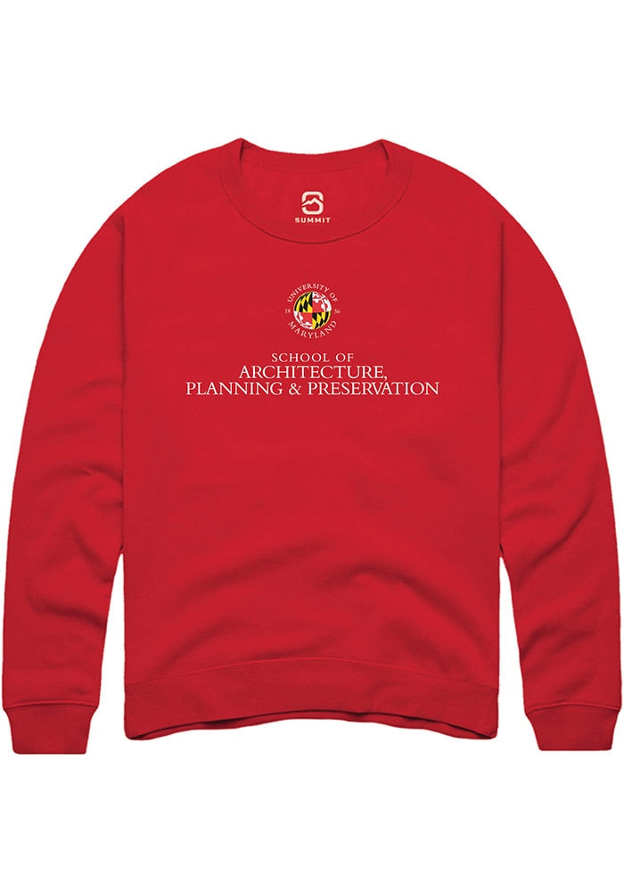 Maryland Terrapins Mens Red School of Architecture, Planning and Preservation Long Sleeve Crew Sweatshirt