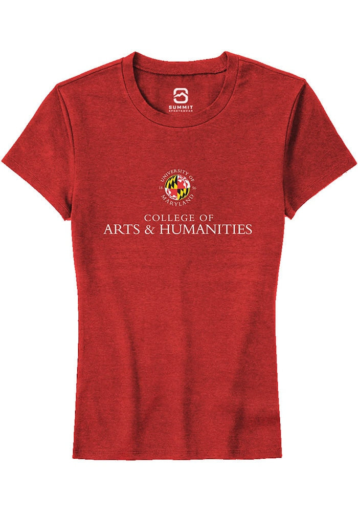 Maryland Terrapins Womens Red College of Arts and Humanities Short Sleeve T-Shirt