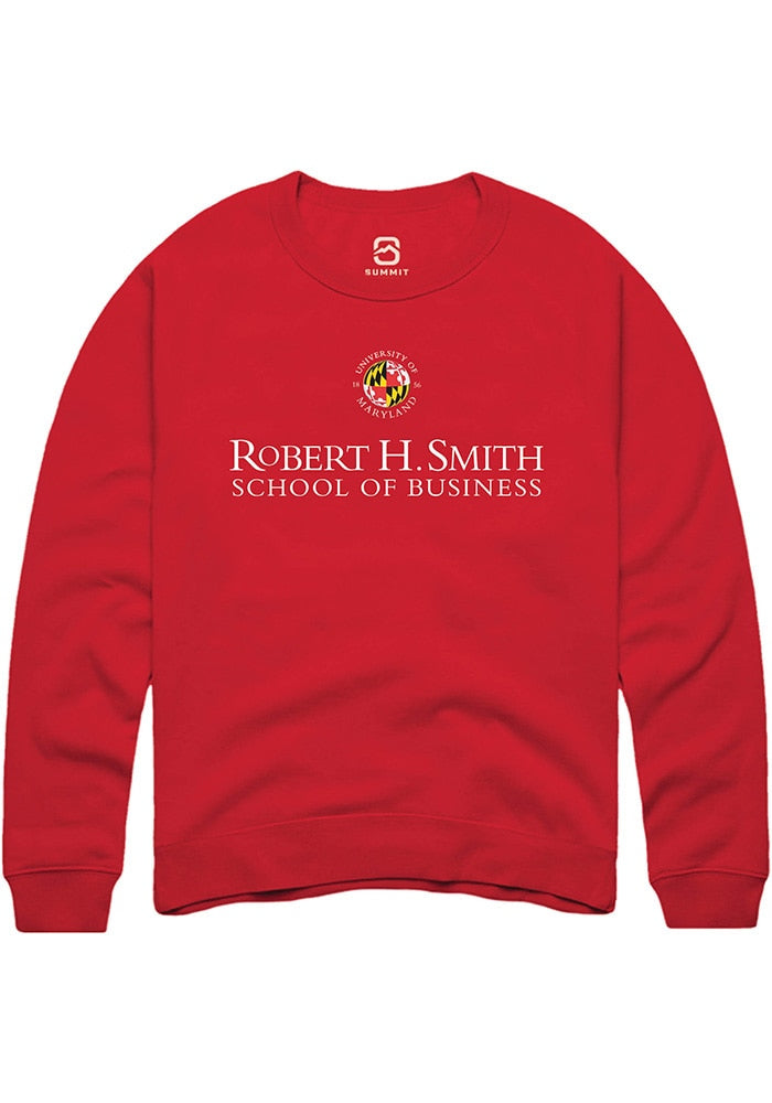 Maryland Terrapins Mens Red Robert H. Smith School of Business Long Sleeve Crew Sweatshirt