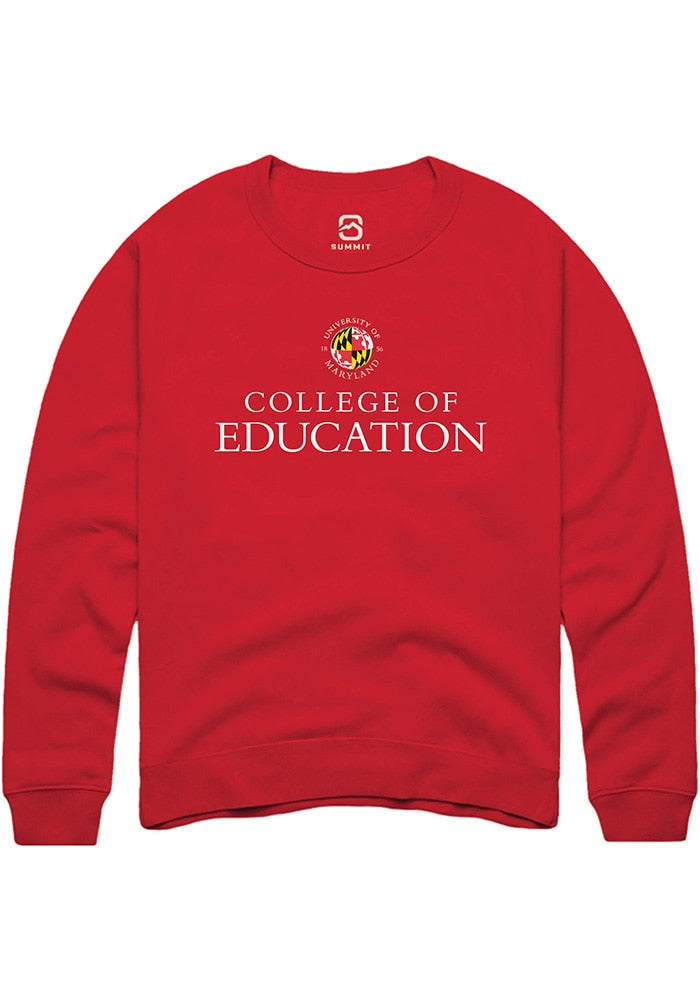 Maryland Terrapins Mens Red College of Education Long Sleeve Crew Sweatshirt