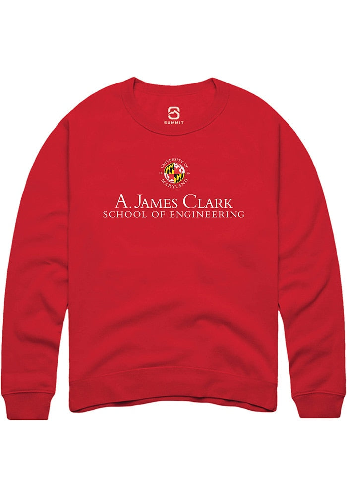 Maryland Terrapins Mens Red A. James Clark School of Engineering Long Sleeve Crew Sweatshirt