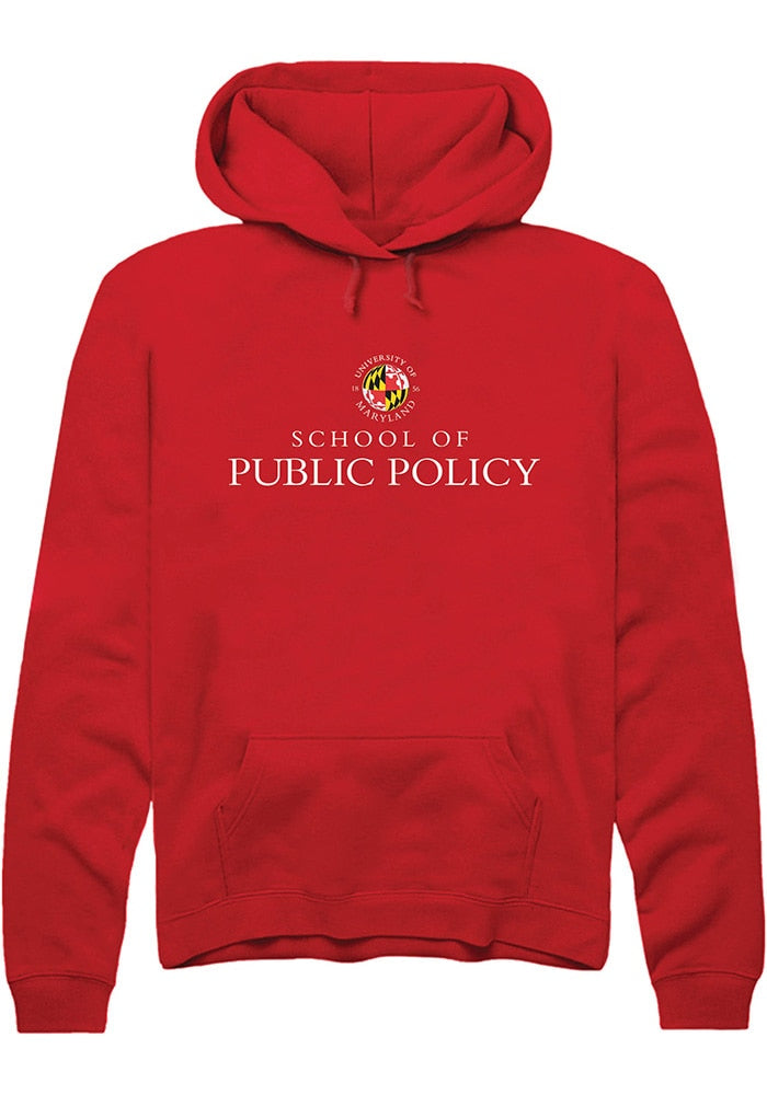 Maryland Terrapins Mens Red School of Public Policy Long Sleeve Hoodie