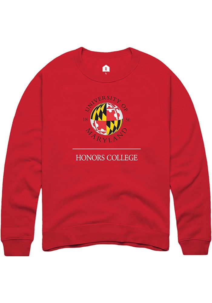 Maryland Terrapins Mens Red Honors College Long Sleeve Crew Sweatshirt