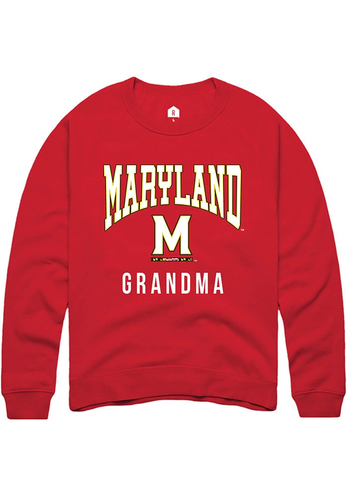 Maryland Terrapins Mens Red Grandma Long Sleeve Crew Sweatshirt