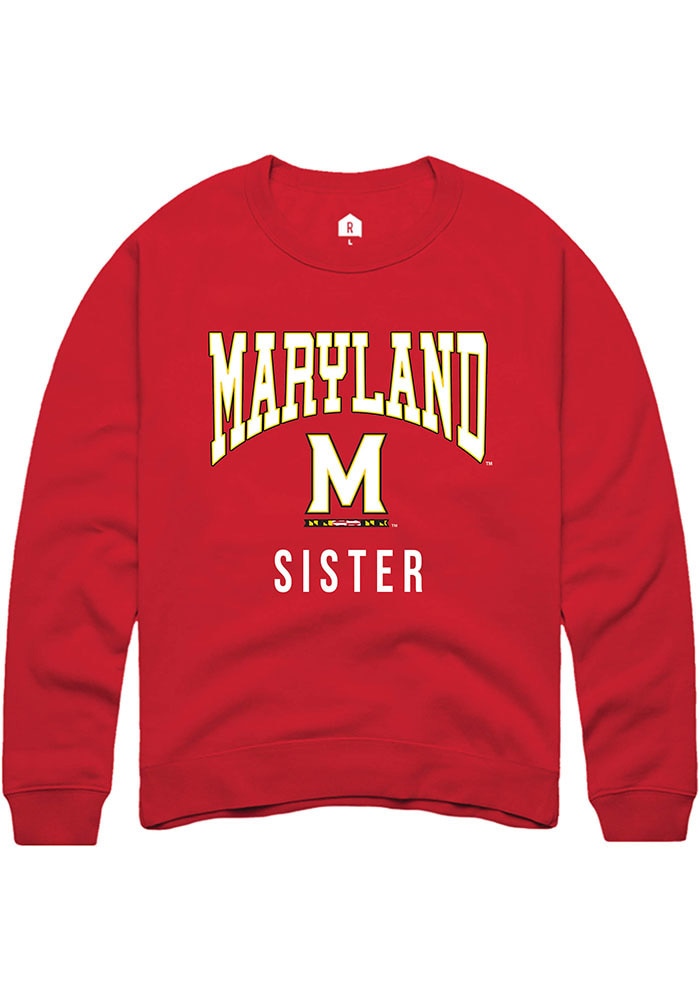 Maryland Terrapins Mens Red Sister Long Sleeve Crew Sweatshirt