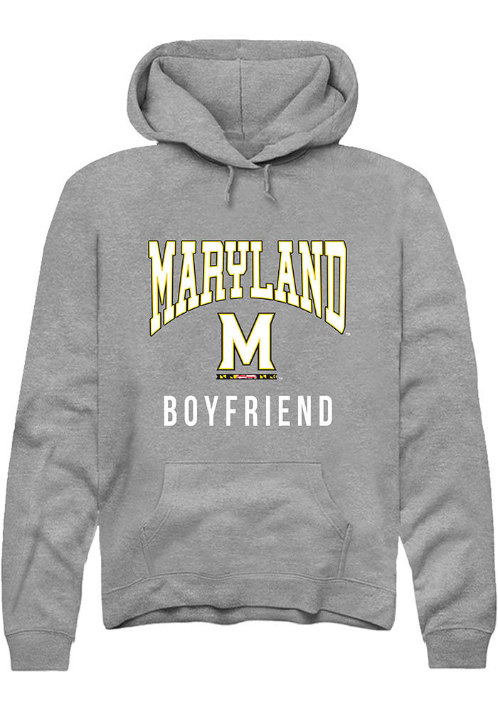 Maryland Terrapins Mens Grey Boyfriend Long Sleeve Hoodie