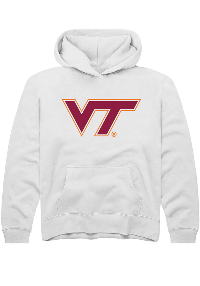 Virginia Tech Hokies Youth White Primary Long Sleeve Hoodie