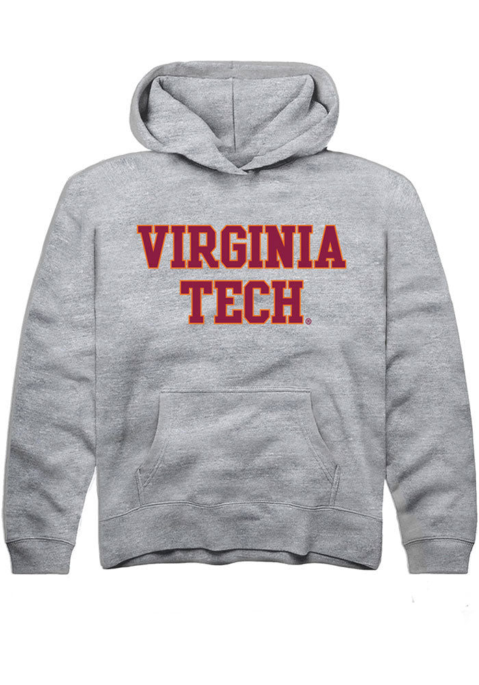 Virginia Tech Hokies Youth Grey Straight Block Long Sleeve Hoodie