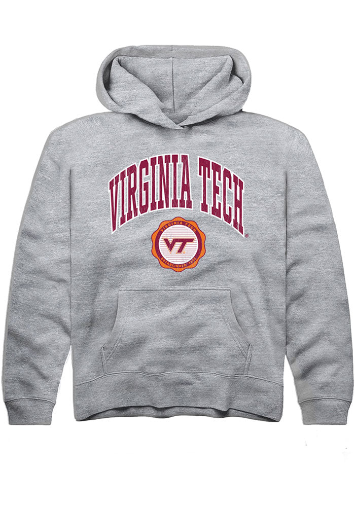 Virginia Tech Hokies Youth Grey Arch Seal Long Sleeve Hoodie