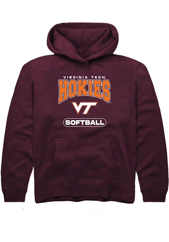 Virginia Tech Hokies Youth Maroon Softball Long Sleeve Hoodie