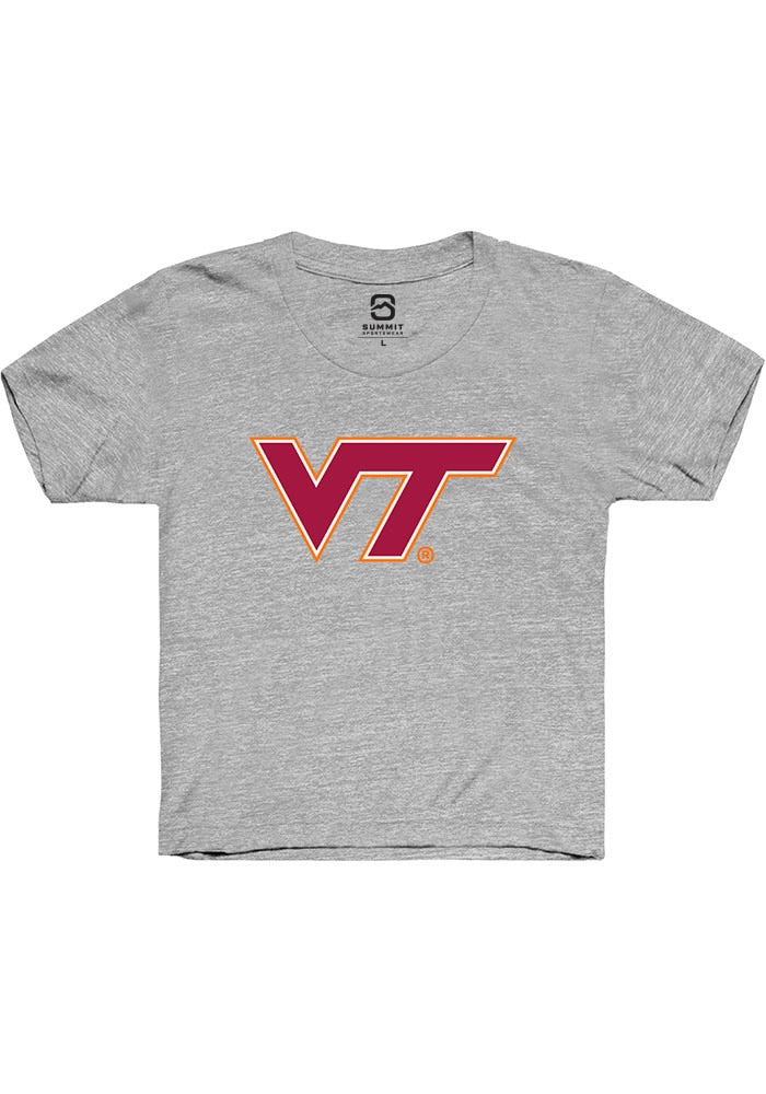 Virginia Tech Hokies Youth Grey Primary Short Sleeve T-Shirt