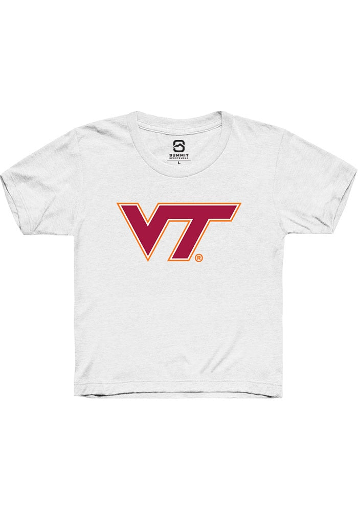 Virginia Tech Hokies Youth White Primary Short Sleeve T-Shirt