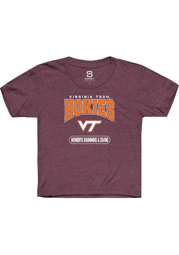Virginia Tech Hokies Youth Maroon Women's Swimming & Diving Short Sleeve T-Shirt