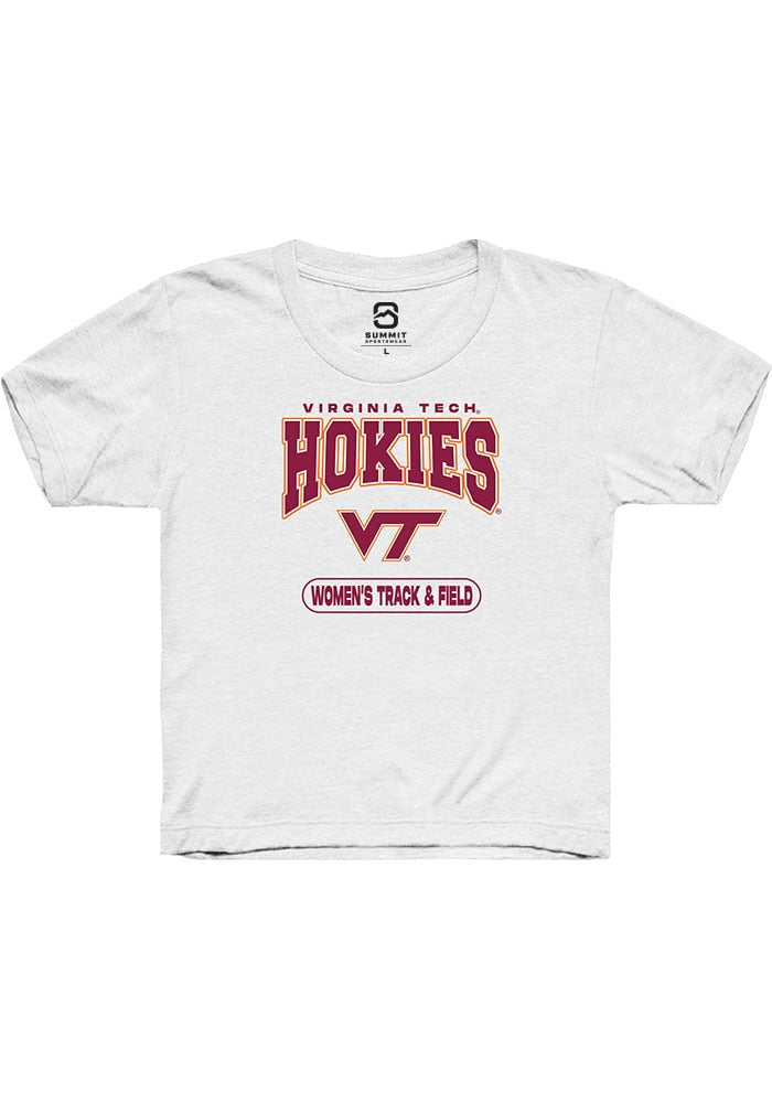 Virginia Tech Hokies Youth White Women's Track & Field Short Sleeve T-Shirt