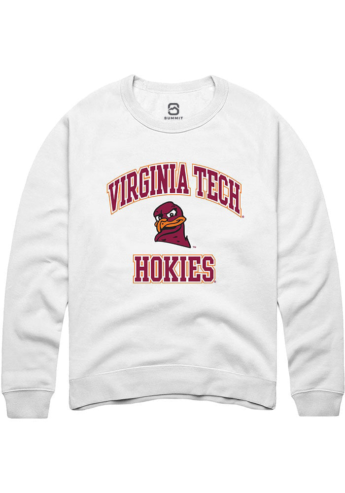 Virginia Tech Hokies Mens White No 1 Neutral Long Sleeve Crew Sweatshirt