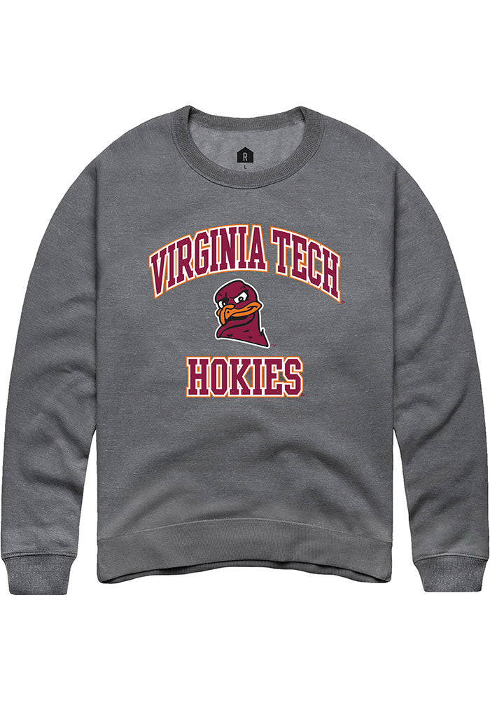 Virginia Tech Hokies Mens Grey No 1 Neutral Long Sleeve Crew Sweatshirt