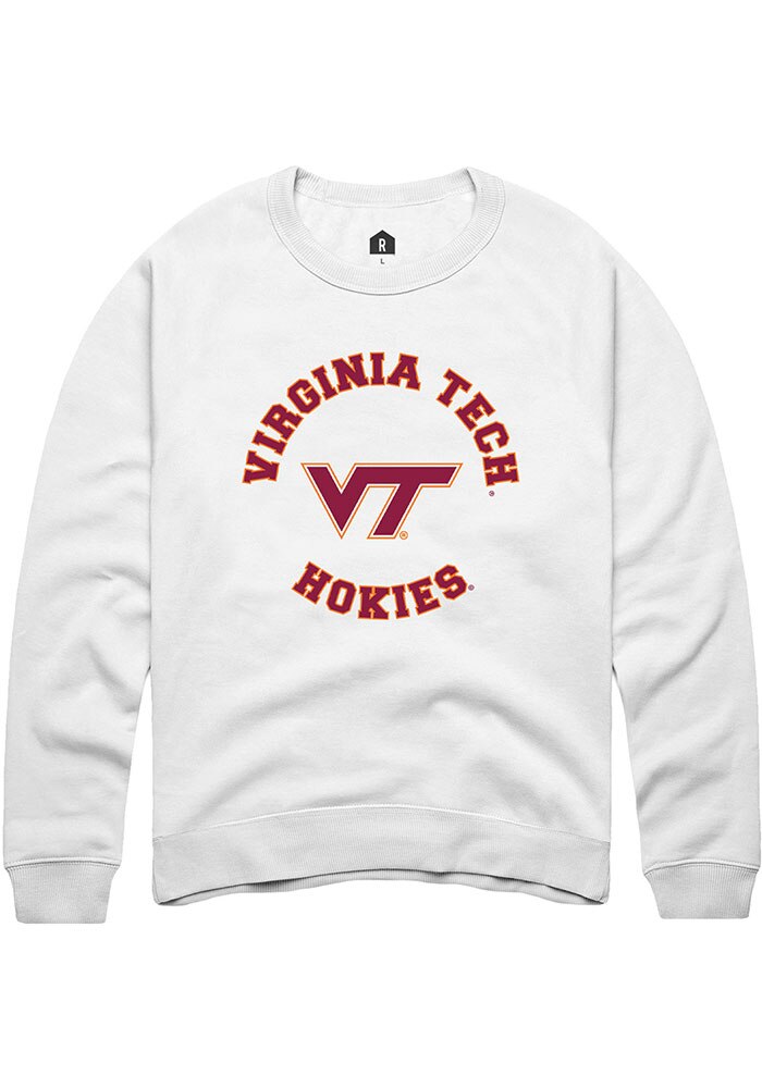Virginia Tech Hokies Mens White Circle Long Sleeve Crew Sweatshirt