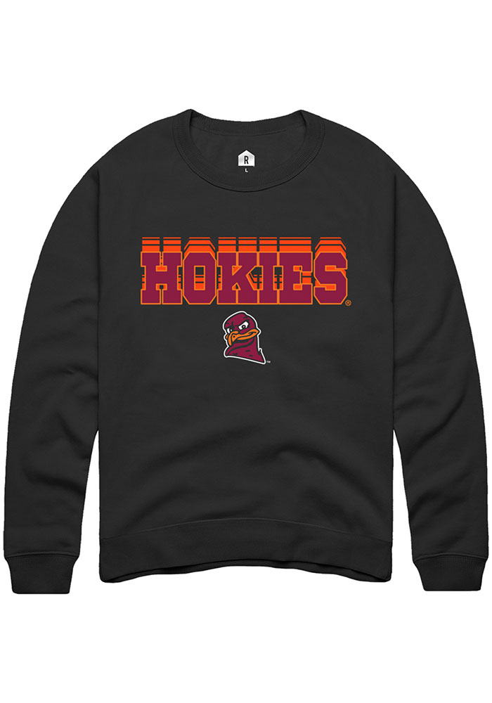 Virginia Tech Hokies Mens Black Repeat Long Sleeve Crew Sweatshirt