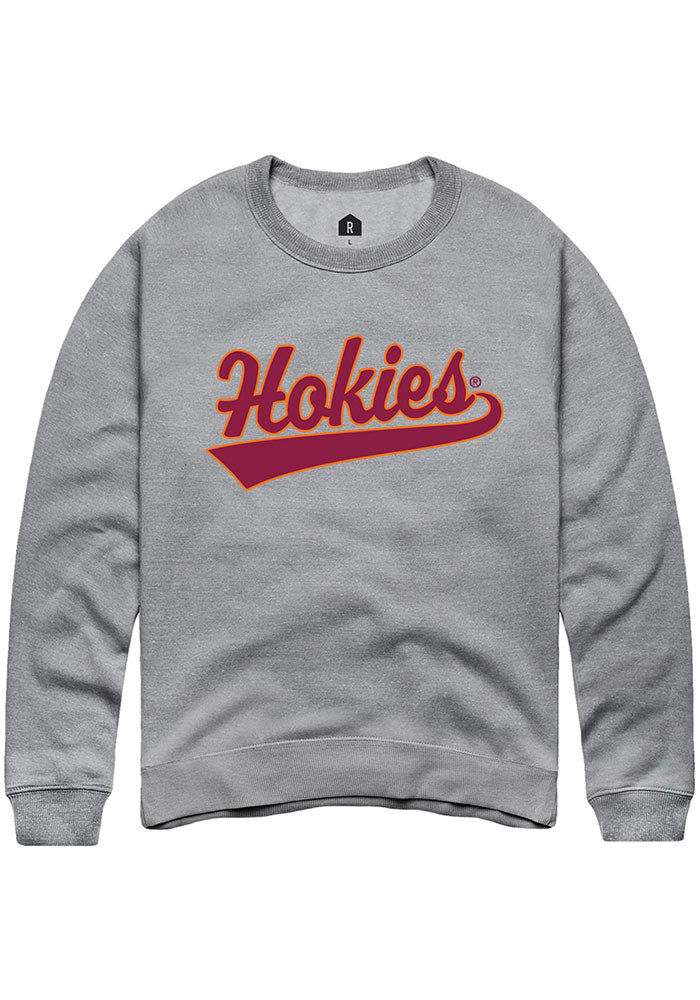 Virginia Tech Hokies Mens Grey Tail Long Sleeve Crew Sweatshirt