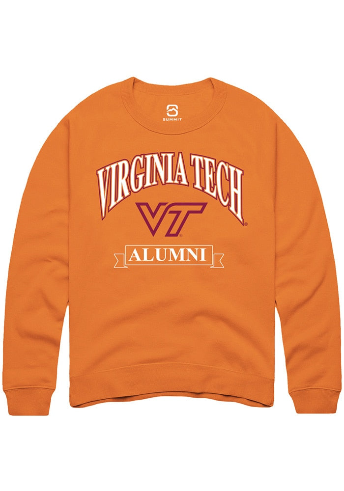 Virginia Tech Hokies Mens Orange Alumni Banner Long Sleeve Crew Sweatshirt