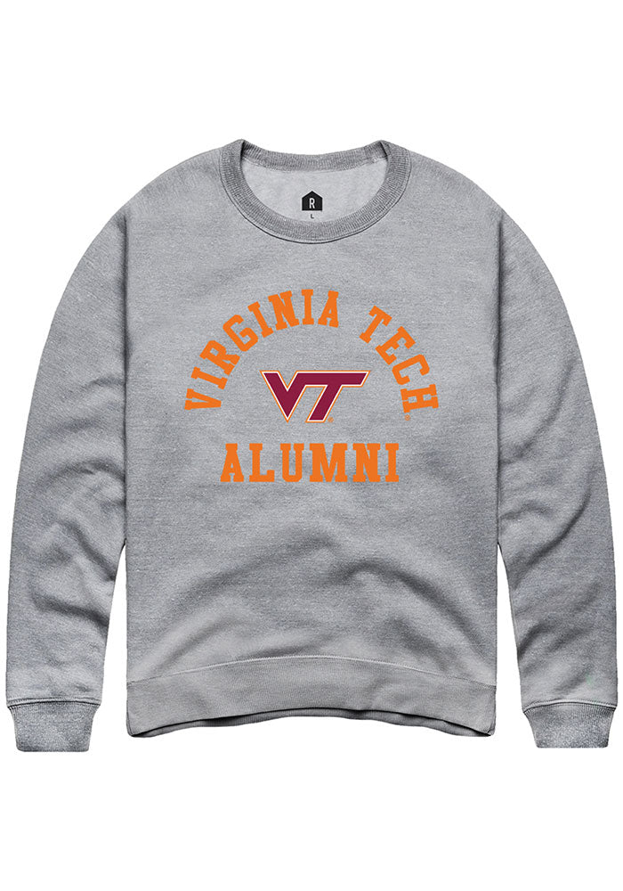 Virginia Tech Hokies Mens Grey Alumni Arch Long Sleeve Crew Sweatshirt