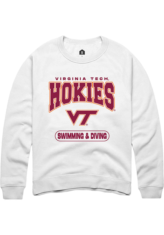 Virginia Tech Hokies Mens White Swimming & Diving Long Sleeve Crew Sweatshirt